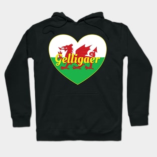 Gelligaer Wales UK Wales Flag Heart Hoodie